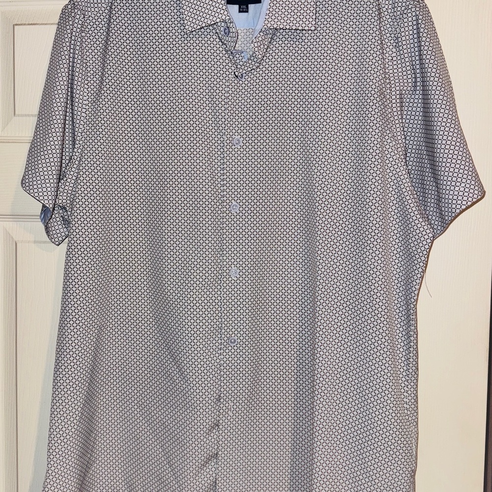 Gray and White Casual Button Down Shirts